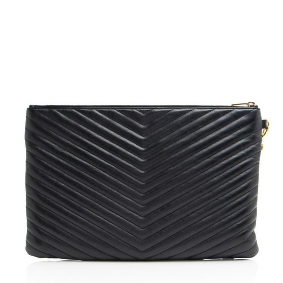 Saint Laurent Matelasse Calfskin Monogram Large Wristlet - Picture 3 of 12